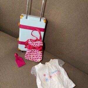 American Girl Travel Luggage Set. Suitcase & Tote Bag. Doll Accessories